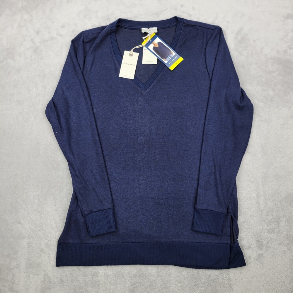 Lucky Brand Sweater Women Small Sweatshirt Jumper Side Split Soft Cozy Adult NEW